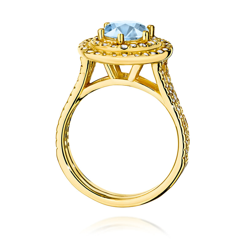 Inel Aur 14K cu Diamante Albastre de Laborator 1.63 ct, imaginea 3 din 12