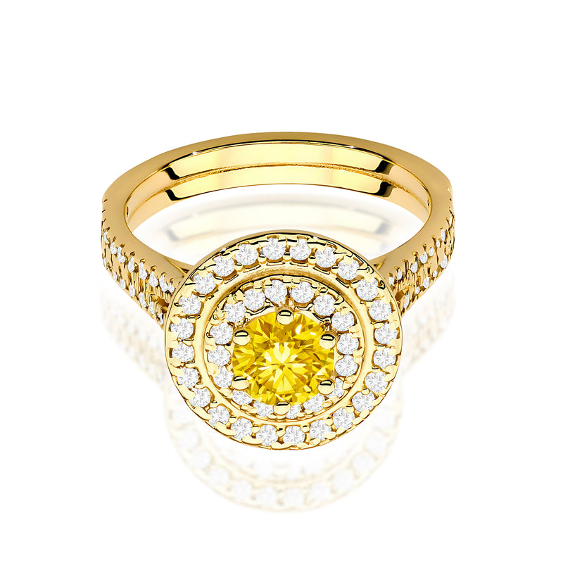 Inel Aur 14K cu Diamante Galbene de Laborator 1.11 ct, imaginea 2 din 12