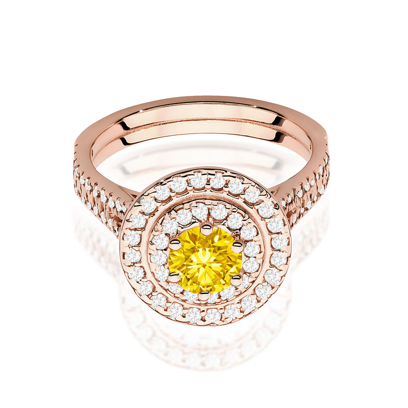 Inel Aur 14K cu Diamante Galbene de Laborator 1.11 ct, imaginea 6 din 12