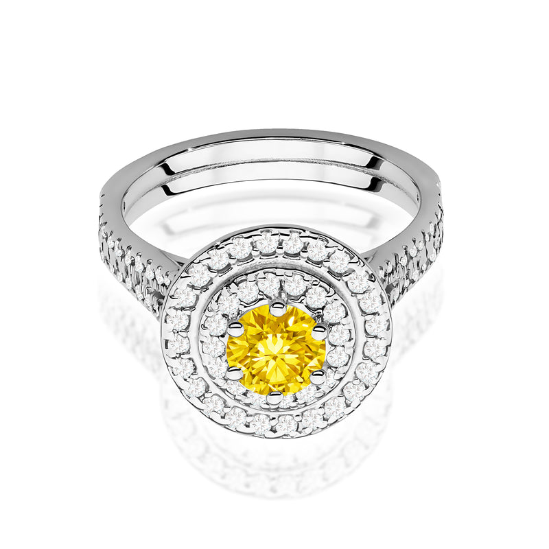 Inel Aur 14K cu Diamante Galbene de Laborator 1.11 ct, imaginea 10 din 12