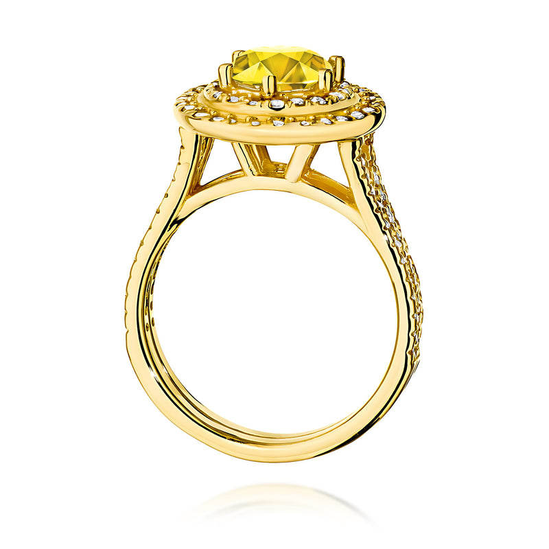Inel Aur 14K cu Diamante Galbene de Laborator 1.63 ct, imaginea 3 din 12