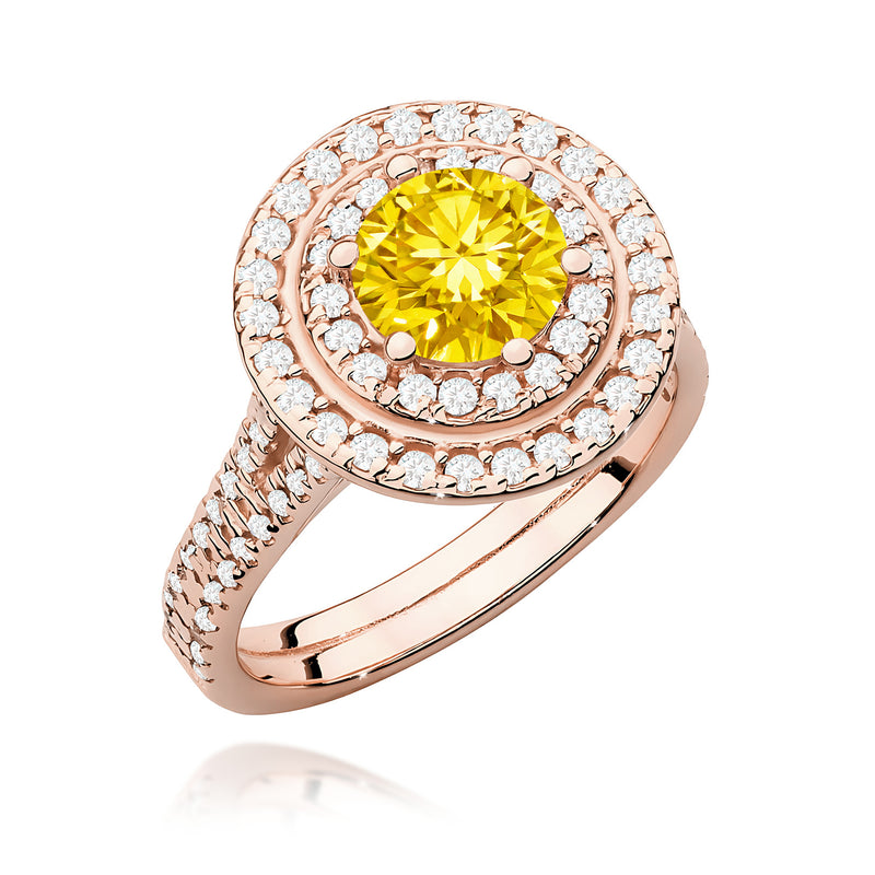 Inel Aur 14K cu Diamante Galbene de Laborator 1.63 ct, imaginea 5 din 12