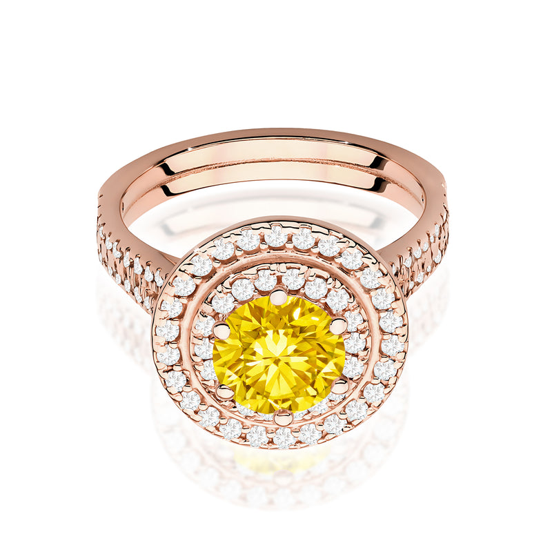 Inel Aur 14K cu Diamante Galbene de Laborator 1.63 ct, imaginea 6 din 12