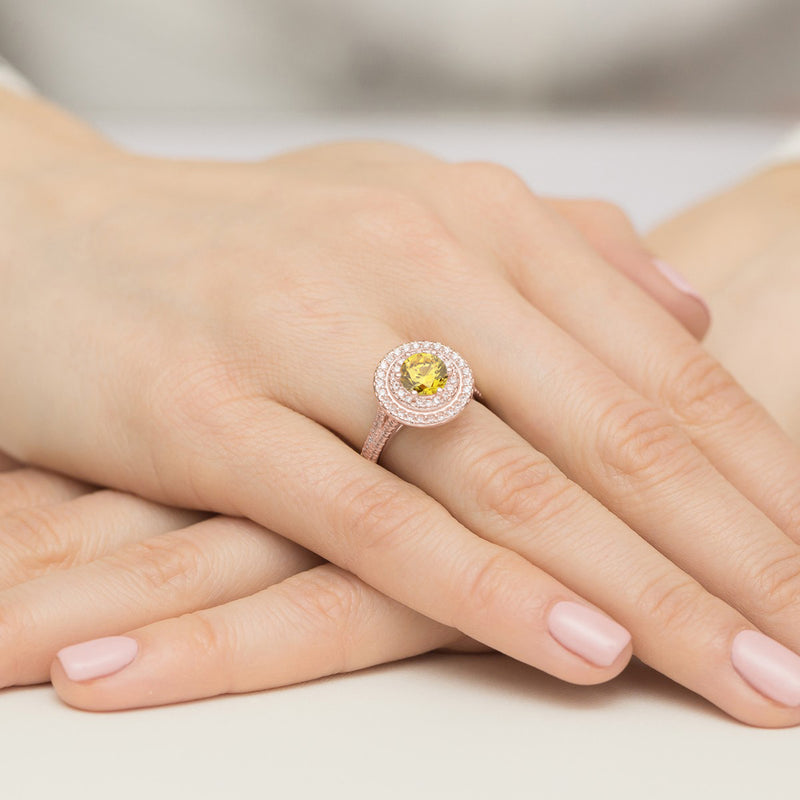 Inel Aur 14K cu Diamante Galbene de Laborator 1.63 ct, imaginea 8 din 12