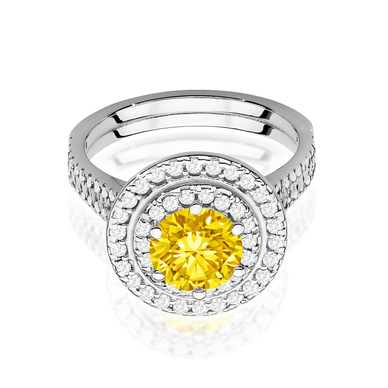 Inel Aur 14K cu Diamante Galbene de Laborator 1.63 ct, imaginea 10 din 12