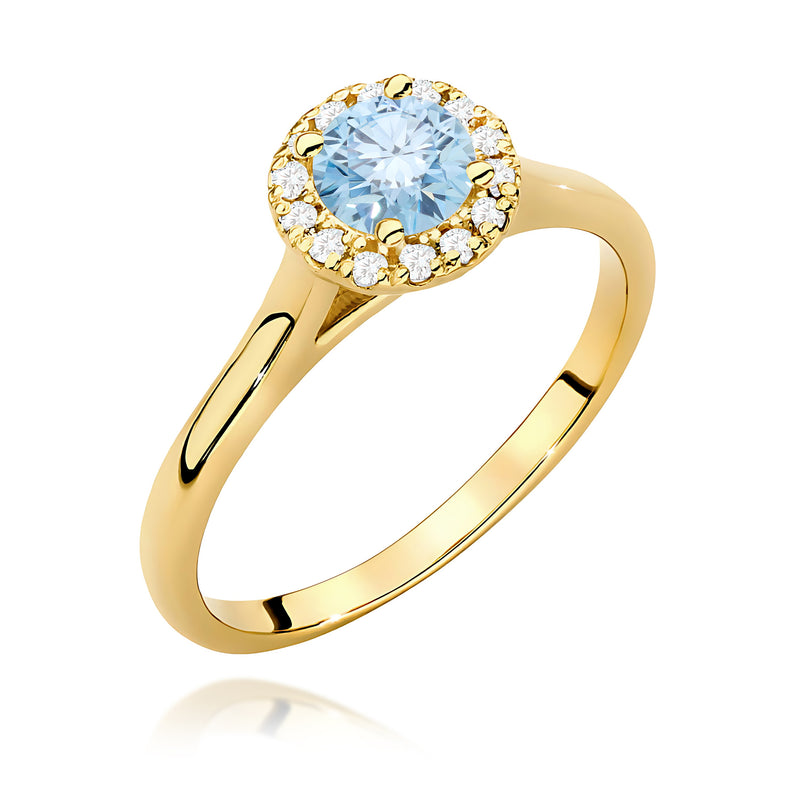 Inel Aur 14K cu Diamante Albastre de Laborator 0.62 ct — Aur galben