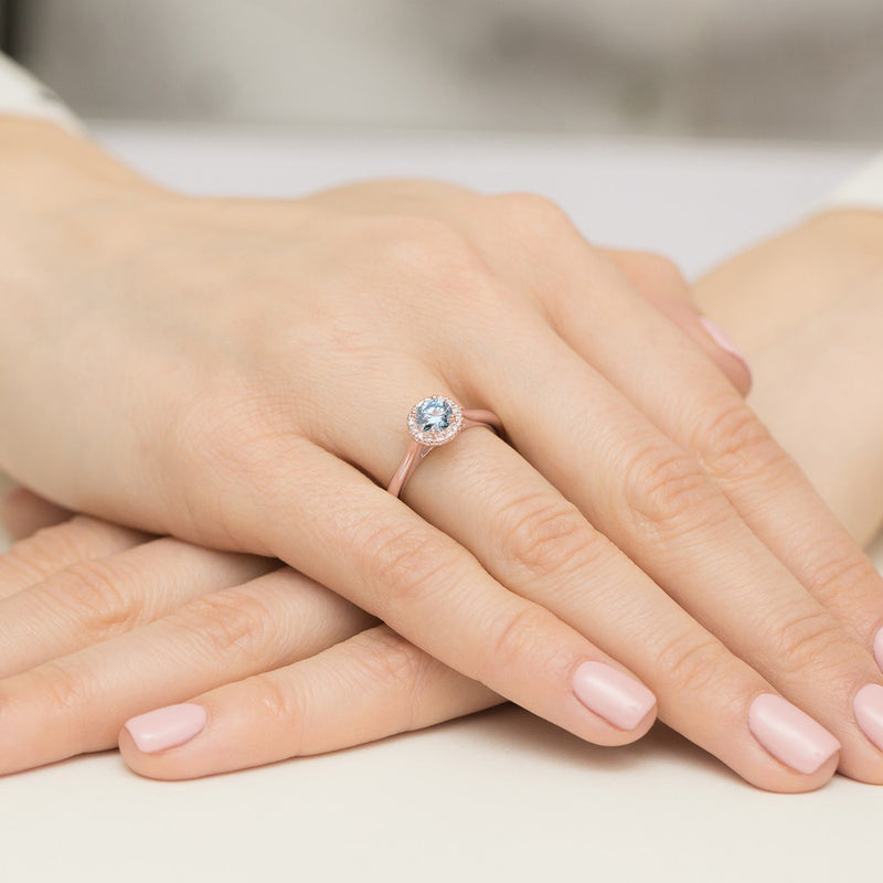 Inel Aur 14K cu Diamante Albastre de Laborator 0.62 ct, imaginea 8 din 12