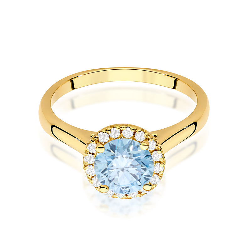 Inel Aur 14K cu Diamante Albastre de Laborator 1.14 ct, imaginea 2 din 12