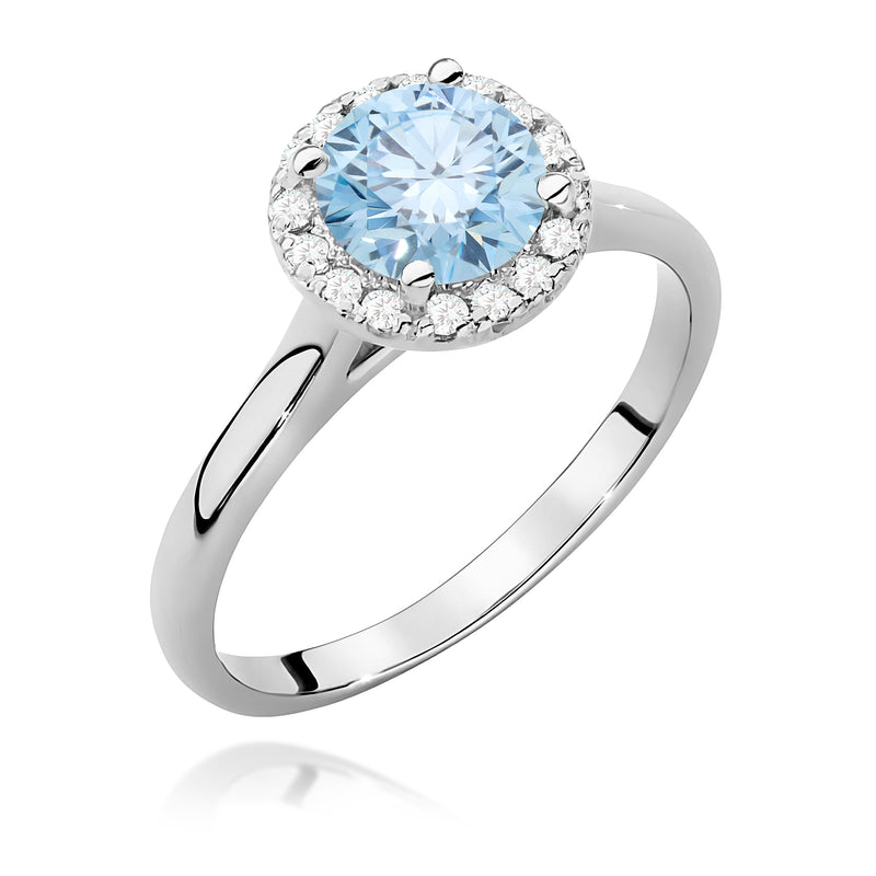 Inel Aur 14K cu Diamante Albastre de Laborator 1.14 ct, imaginea 9 din 12