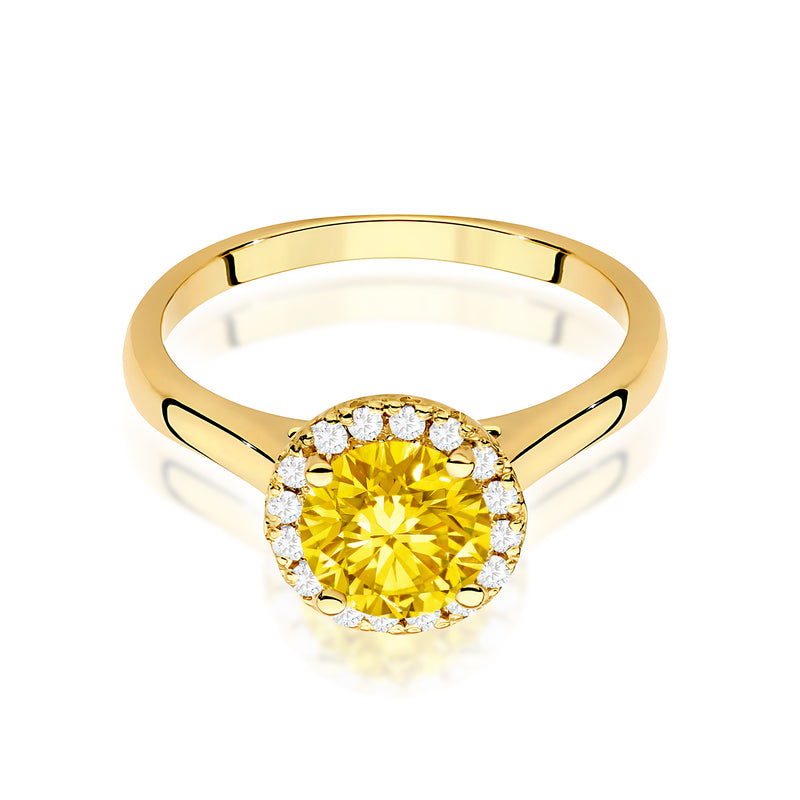 Inel Aur 14K cu Diamante Galbene de Laborator 1.14 ct, imaginea 2 din 12