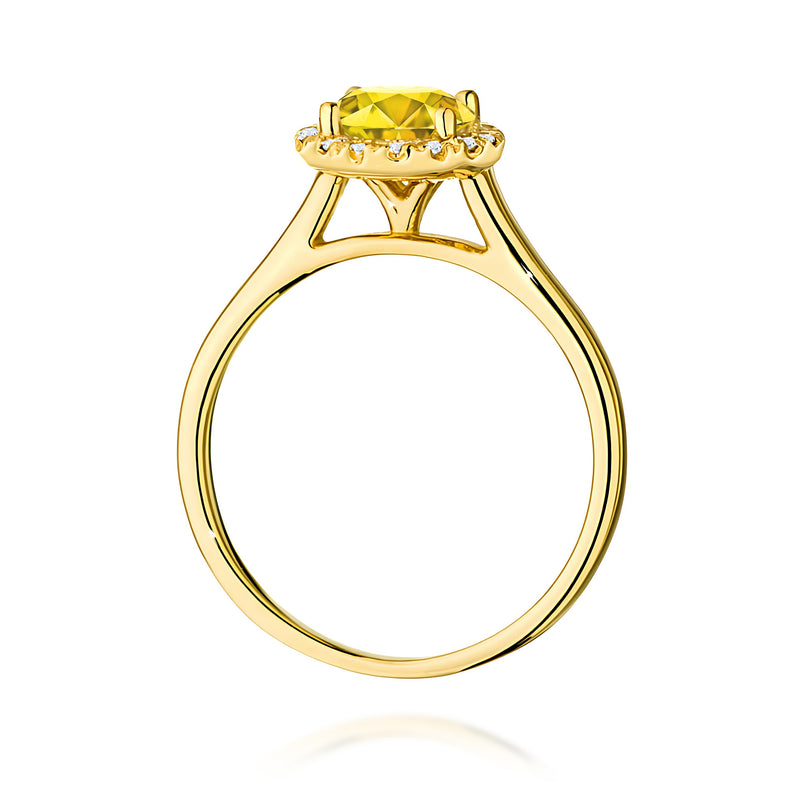 Inel Aur 14K cu Diamante Galbene de Laborator 1.14 ct, imaginea 3 din 12