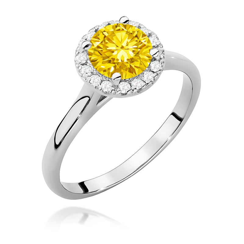 Inel Aur 14K cu Diamante Galbene de Laborator 1.14 ct, imaginea 9 din 12