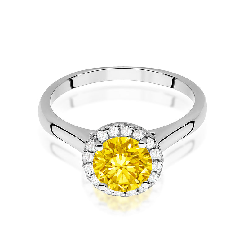 Inel Aur 14K cu Diamante Galbene de Laborator 1.14 ct, imaginea 10 din 12