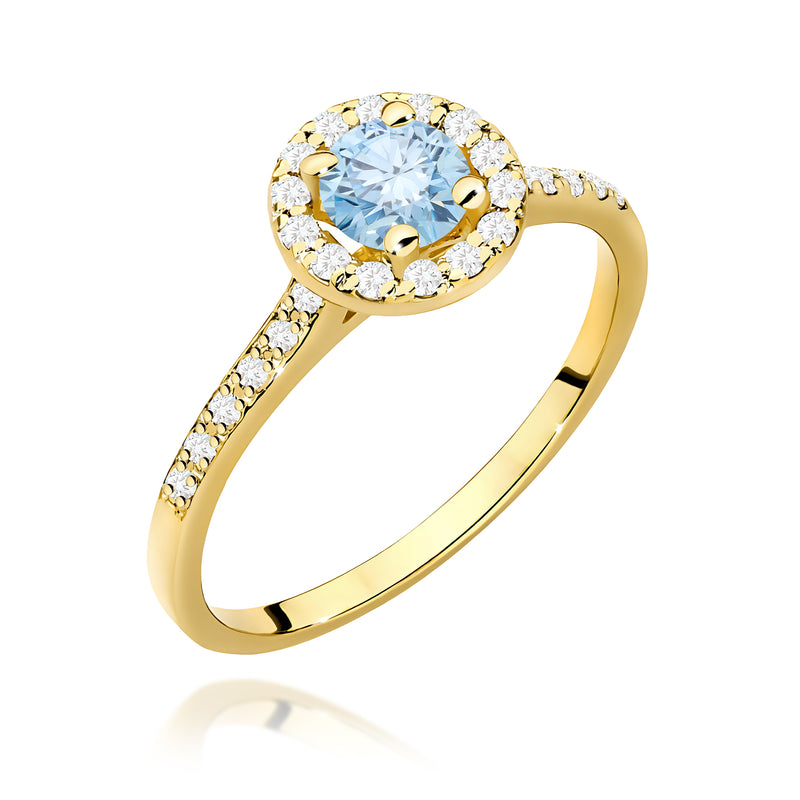 Inel Aur 14K cu Diamante Albastre de Laborator 0.74 ct — Aur galben