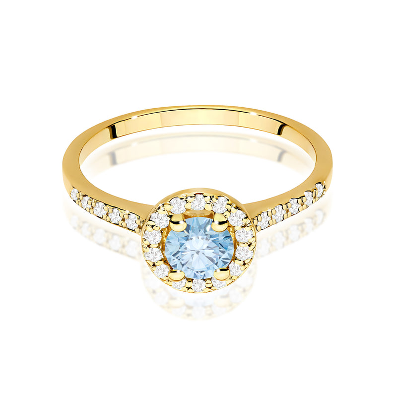 Inel Aur 14K cu Diamante Albastre de Laborator 0.74 ct, imaginea 2 din 12