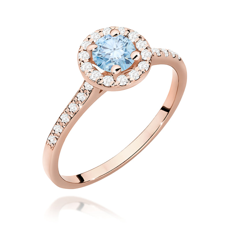 Inel Aur 14K cu Diamante Albastre de Laborator 0.74 ct, imaginea 5 din 12