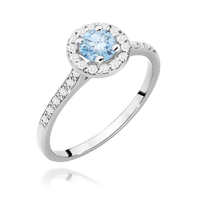 Inel Aur 14K cu Diamante Albastre de Laborator 0.74 ct, imaginea 9 din 12