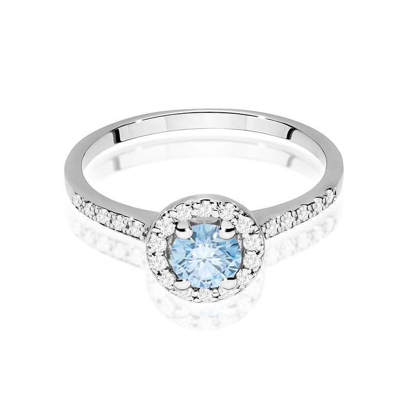 Inel Aur 14K cu Diamante Albastre de Laborator 0.74 ct, imaginea 10 din 12