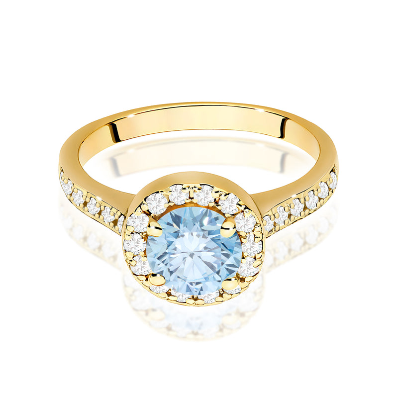 Inel Aur 14K cu Diamante Albastre de Laborator 1.38 ct, imaginea 2 din 12