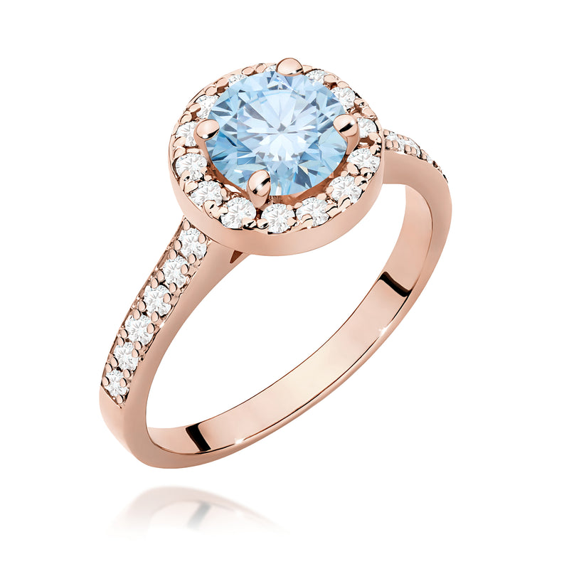 Inel Aur 14K cu Diamante Albastre de Laborator 1.38 ct, imaginea 5 din 12