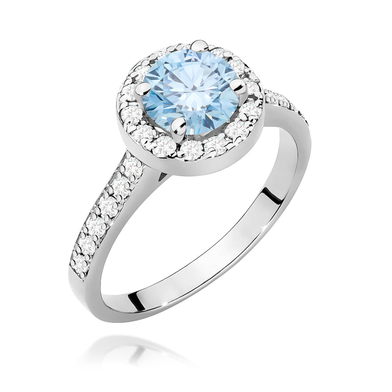 Inel Aur 14K cu Diamante Albastre de Laborator 1.38 ct, imaginea 9 din 12