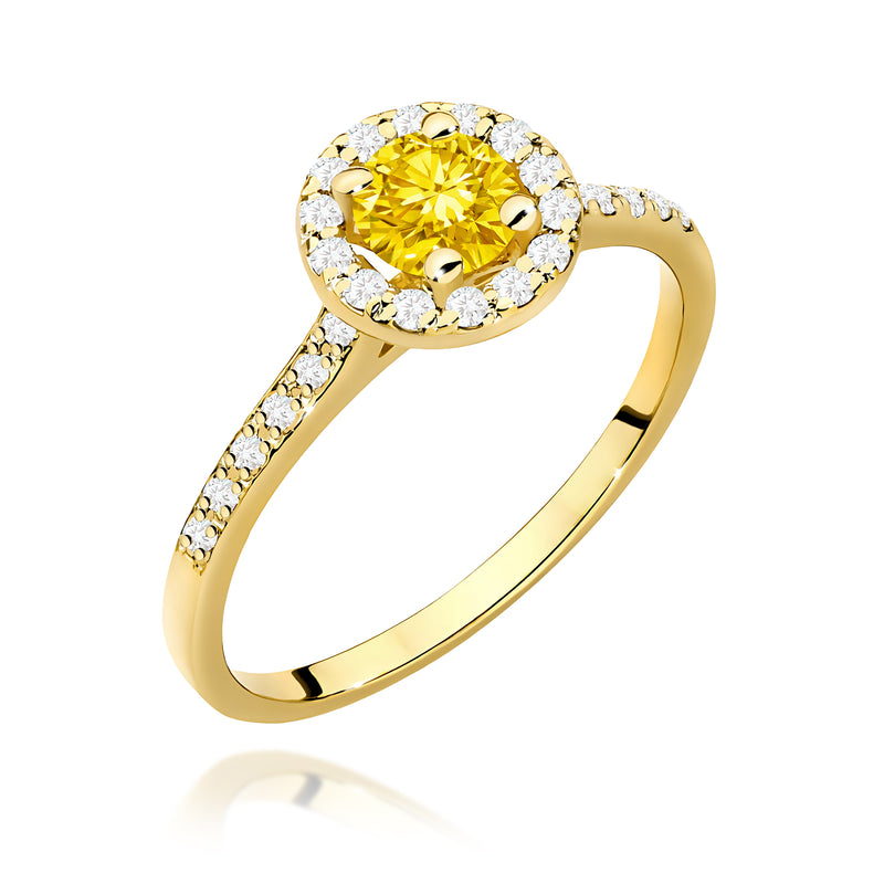 Inel Aur 14K cu Diamante Galbene de Laborator 0.74 ct — Aur galben