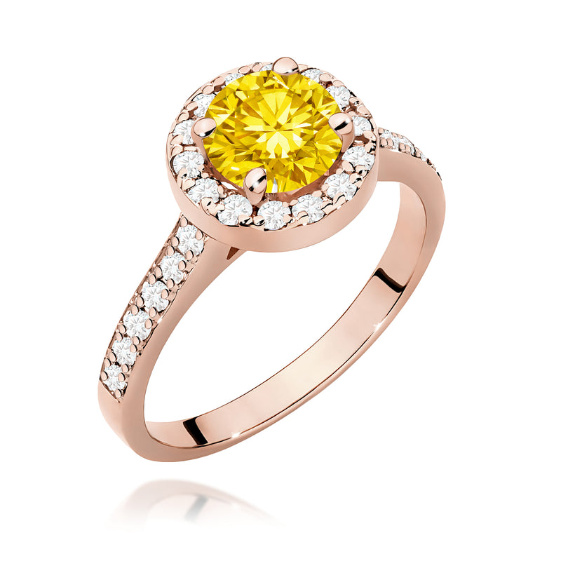 Inel Aur 14K cu Diamante Galbene de Laborator 1.38 ct, imaginea 5 din 12