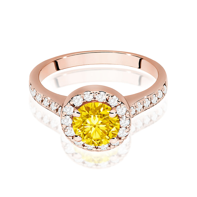 Inel Aur 14K cu Diamante Galbene de Laborator 1.38 ct, imaginea 6 din 12