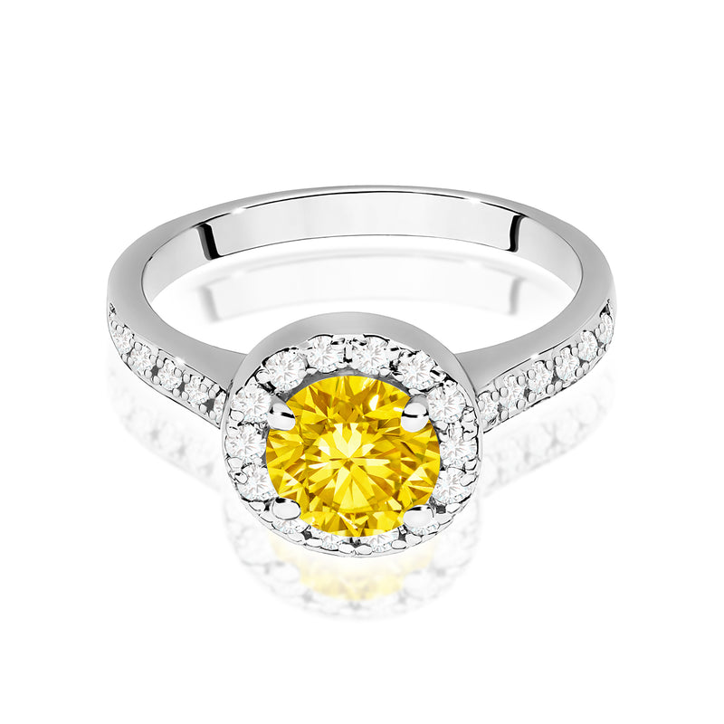 Inel Aur 14K cu Diamante Galbene de Laborator 1.38 ct, imaginea 10 din 12