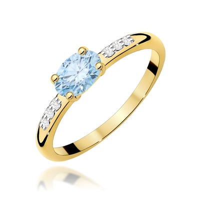 Inel Aur 9K cu Diamante Albastre de Laborator 0.53 ct