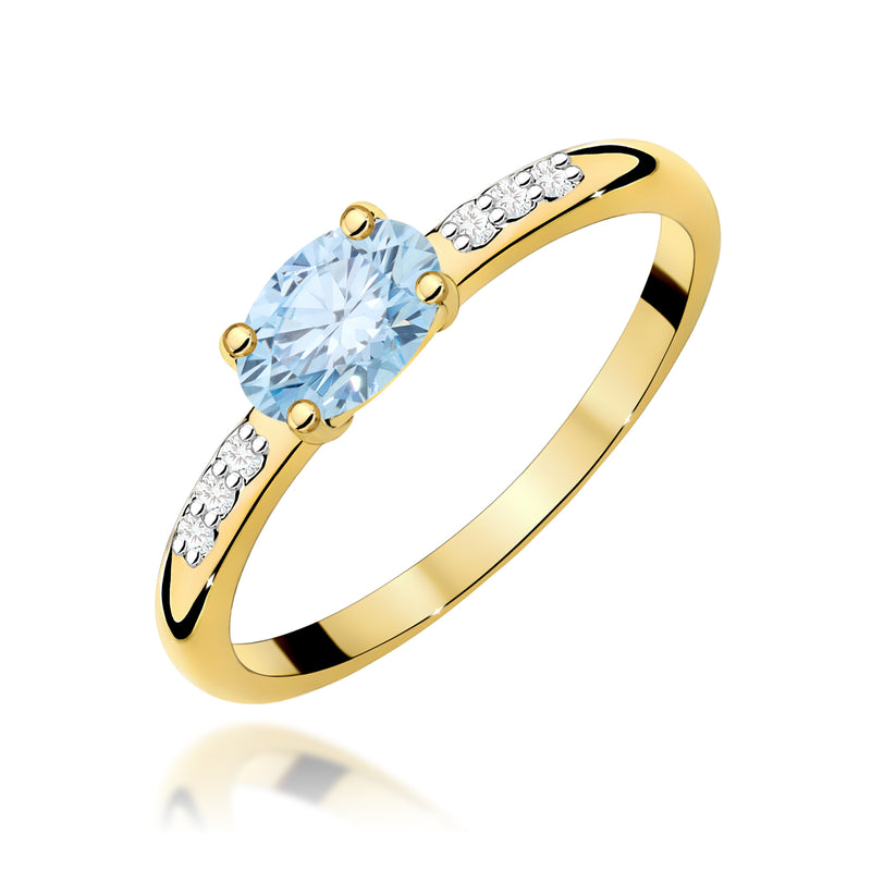 Inel Aur 9K cu Diamante Albastre de Laborator 0.53 ct — Aur galben