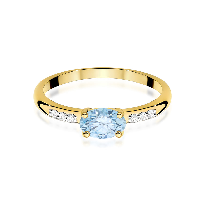 Inel Aur 9K cu Diamante Albastre de Laborator 0.53 ct, imaginea 2 din 8