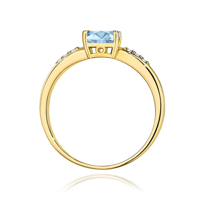 Inel Aur 9K cu Diamante Albastre de Laborator 0.53 ct, imaginea 3 din 8