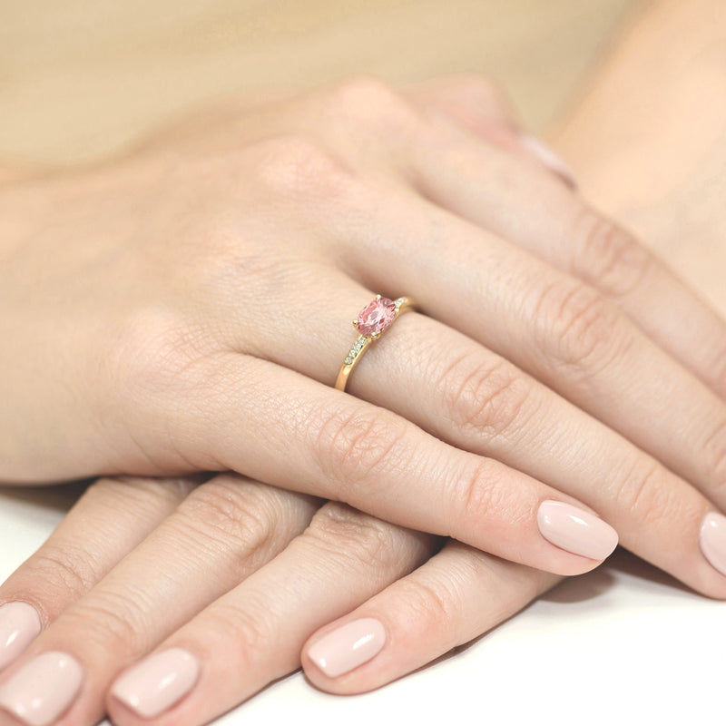 Inel Aur 9K cu Diamante Roz de Laborator 0.53 ct, imaginea 4 din 8