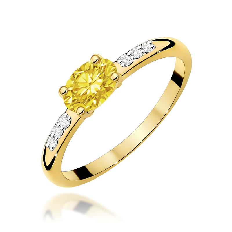 Inel Aur 9K cu Diamante Galbene de Laborator 0.53 ct — Aur galben