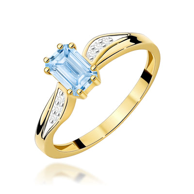 Inel Aur 9K cu Diamante Albastre de Laborator 0.53 ct