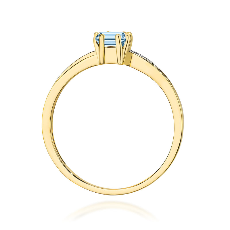Inel Aur 9K cu Diamante Albastre de Laborator 0.53 ct, imaginea 3 din 8