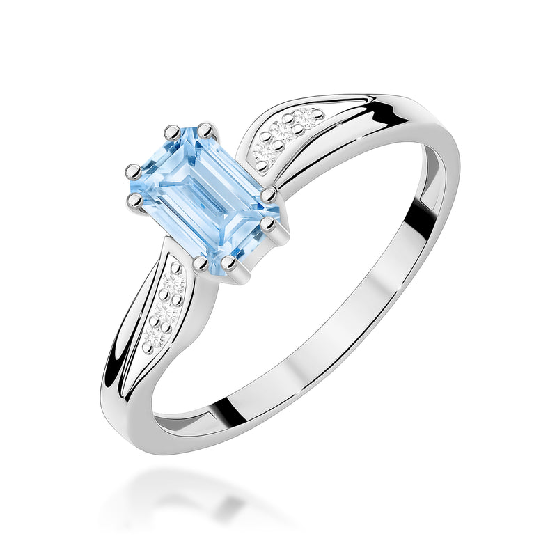 Inel Aur 9K cu Diamante Albastre de Laborator 0.53 ct, imaginea 5 din 8