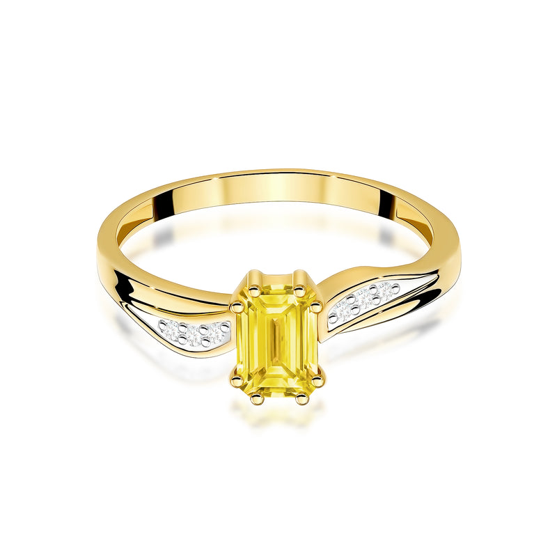 Inel Aur 9K cu Diamante Galbene de Laborator 0.53 ct, imaginea 2 din 8