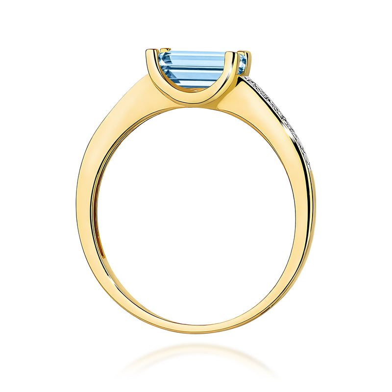Inel Aur 9K cu Diamante Albastre de Laborator 0.53 ct, imaginea 3 din 8
