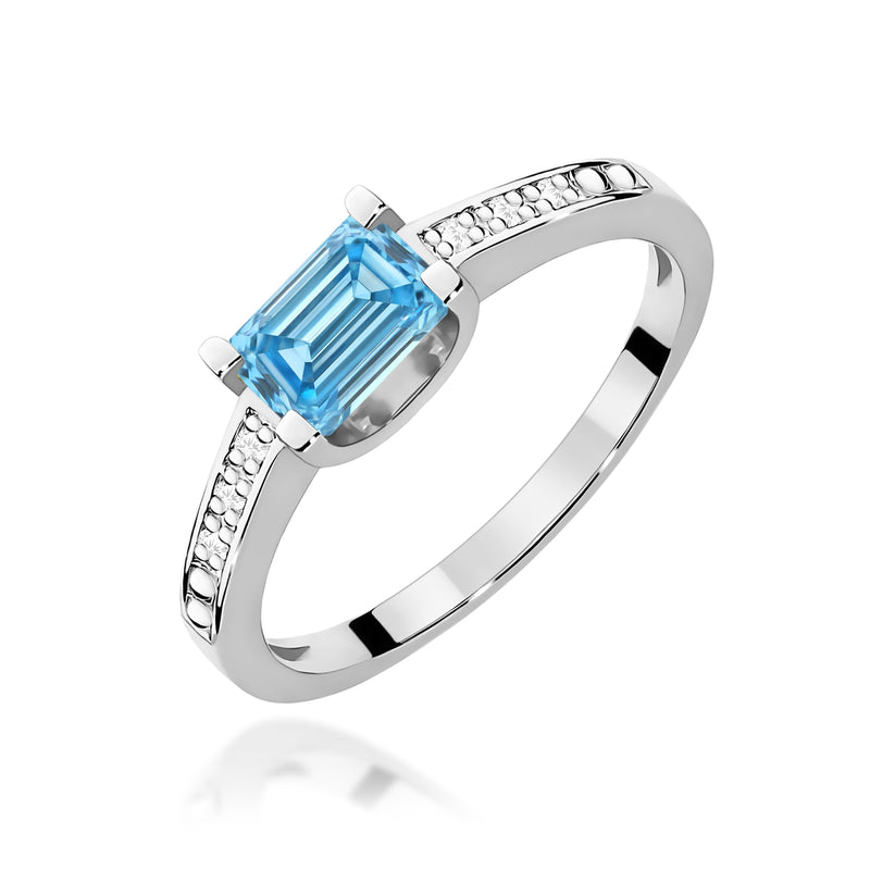 Inel Aur 9K cu Diamante Albastre de Laborator 0.53 ct, imaginea 5 din 8