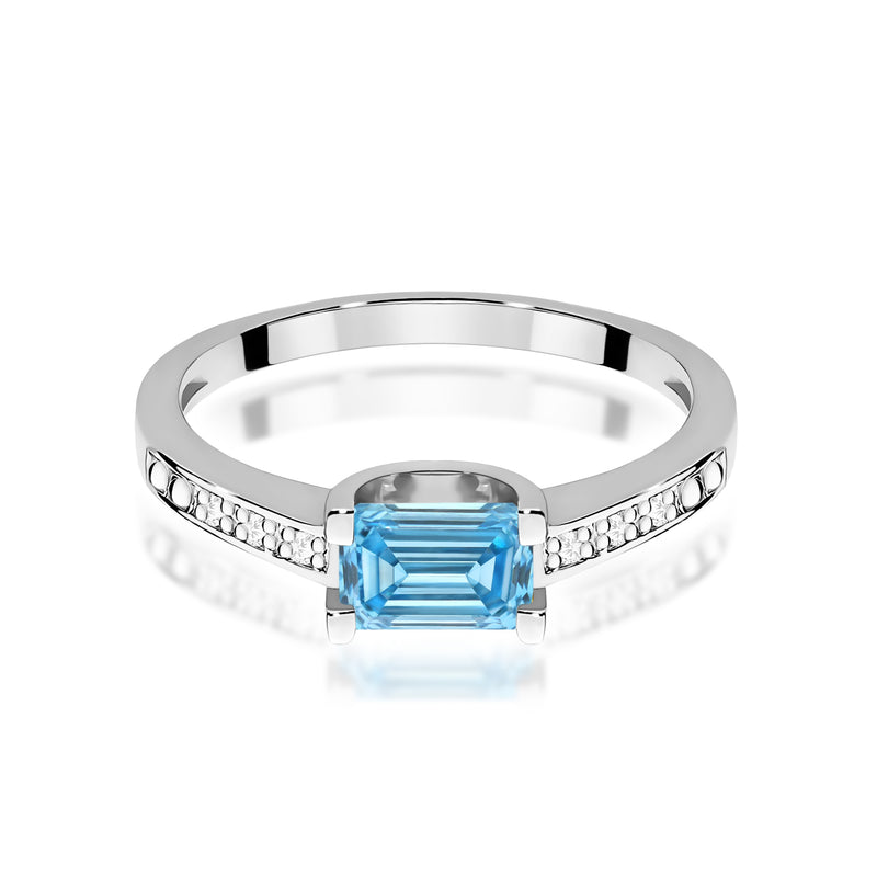 Inel Aur 9K cu Diamante Albastre de Laborator 0.53 ct, imaginea 6 din 8