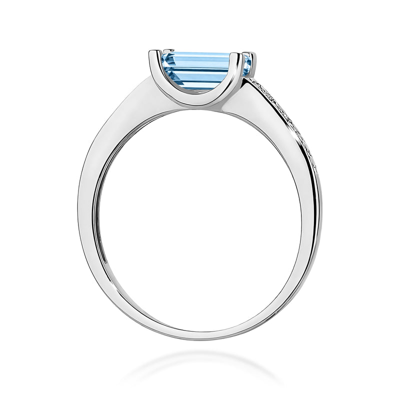 Inel Aur 9K cu Diamante Albastre de Laborator 0.53 ct, imaginea 7 din 8