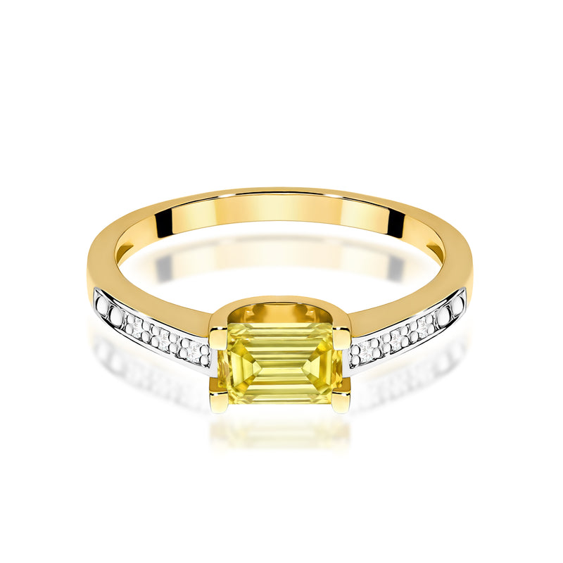 Inel Aur 9K cu Diamante Galbene de Laborator 0.53 ct, imaginea 2 din 8