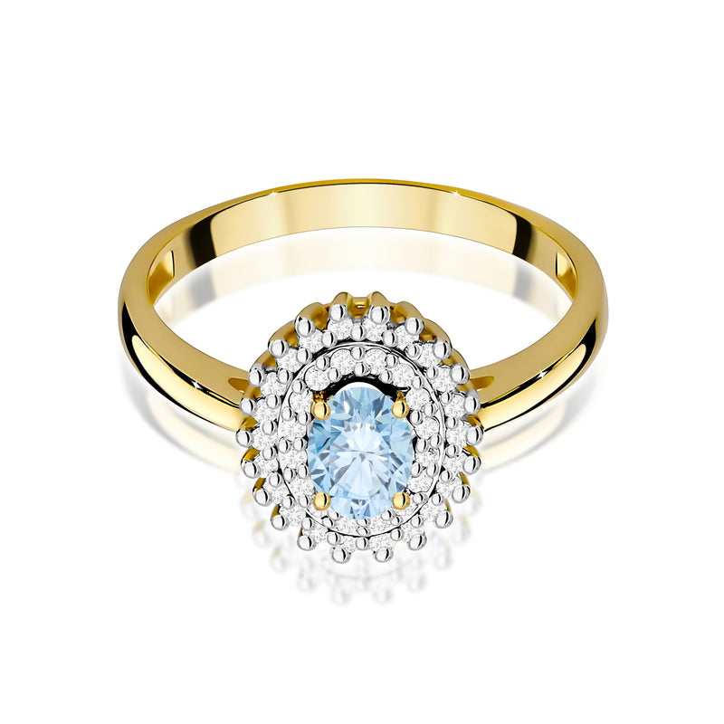 Inel Aur 9K cu Diamante Albastre de Laborator 0.70 ct, imaginea 2 din 8