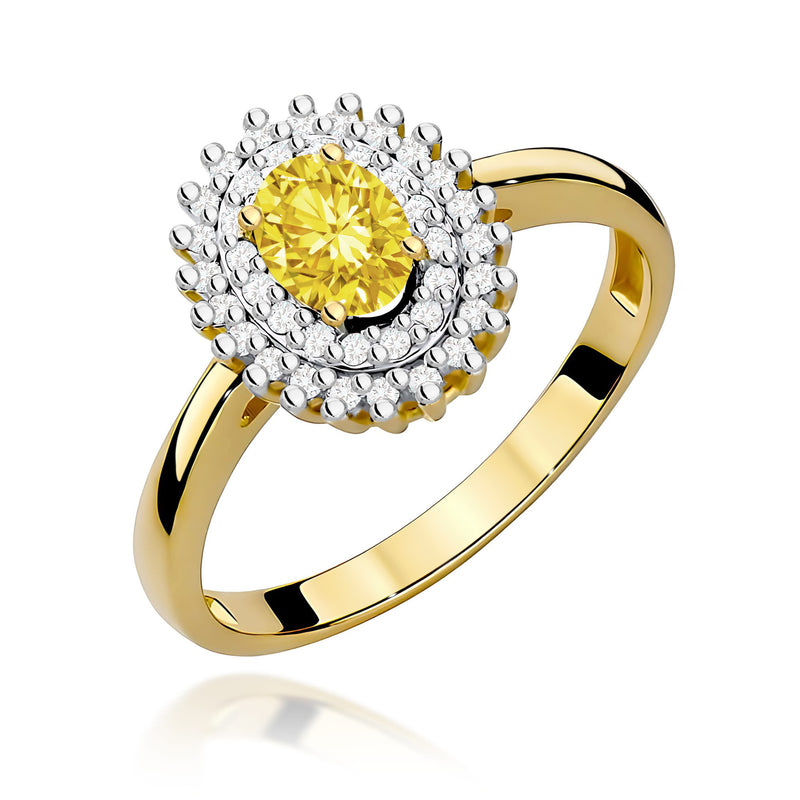 Inel Aur 9K cu Diamante Galbene de Laborator 0.70 ct — Aur galben