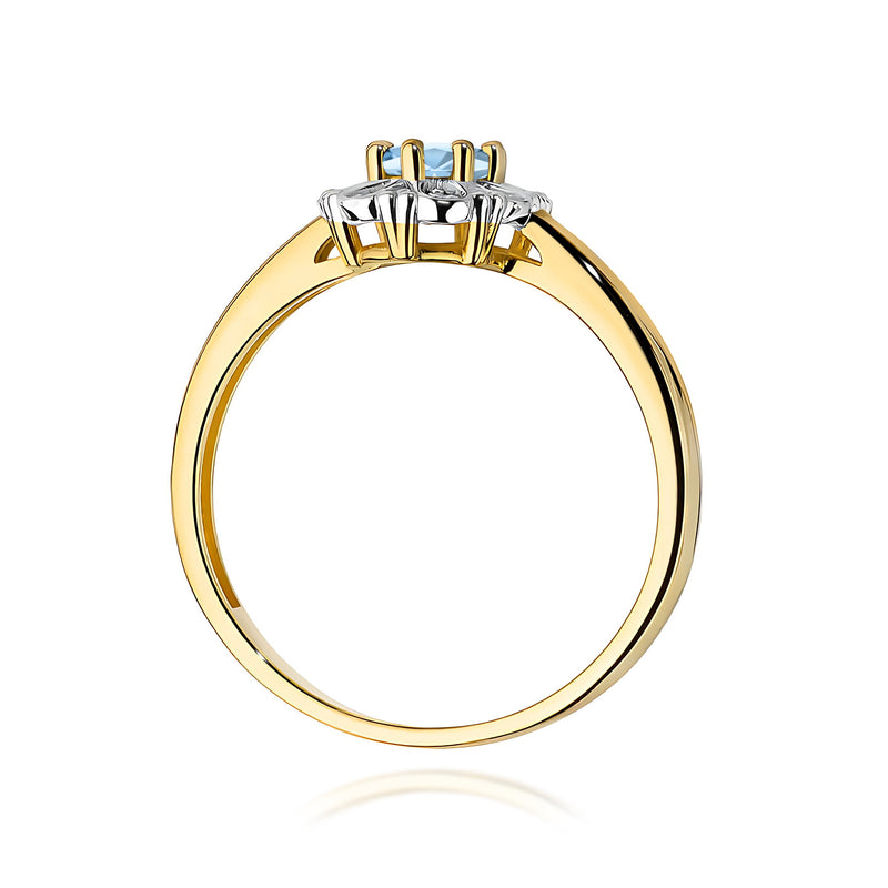 Inel Aur 9K cu Diamante Albastre de Laborator 0.57 ct, imaginea 3 din 8