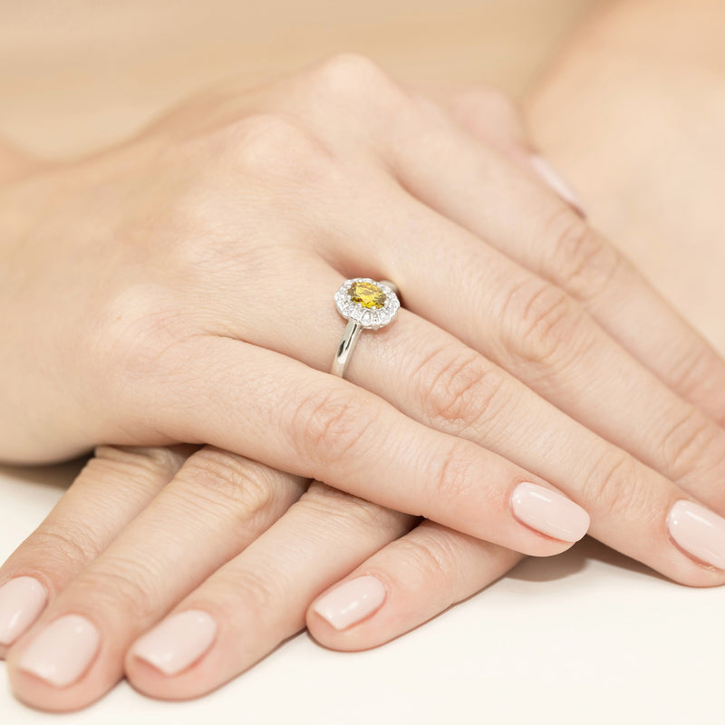 Inel Aur 9K cu Diamante Galbene de Laborator 0.57 ct, imaginea 8 din 8
