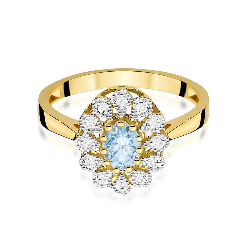 Inel Aur 9K cu Diamante Albastre de Laborator 0.60 ct, imaginea 2 din 8