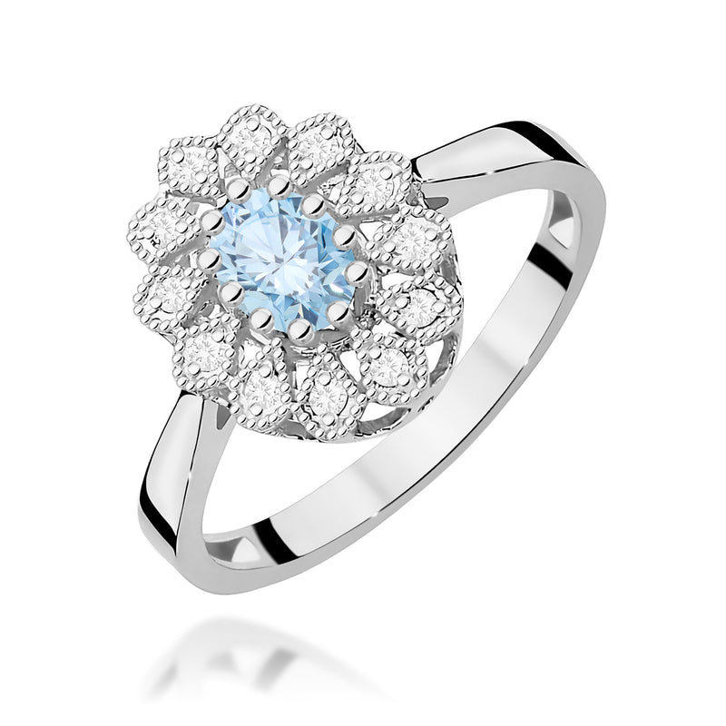 Inel Aur 9K cu Diamante Albastre de Laborator 0.60 ct, imaginea 5 din 8